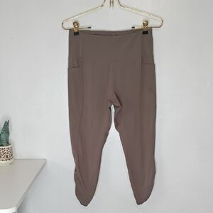 Athleta Vogo Cropped Leggings Brown Beige Neutral Medium High Rise Pockets